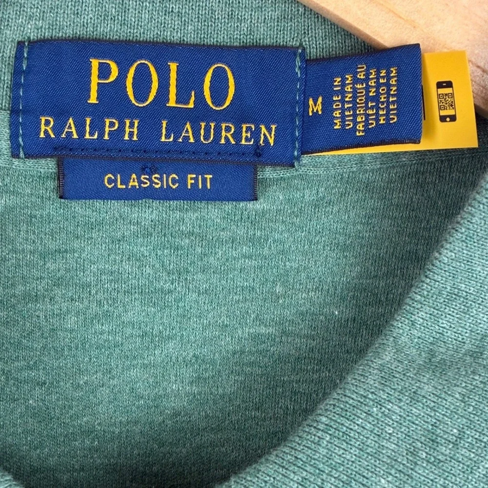 Polo Ralph Lauren Classic Fit Polo Shirt Heather Sage Green Pony Logo Men's M